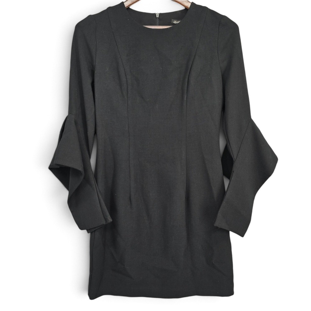 Black Halo Size 4 Black Cutout Bell Sleeve Mini Sheath Cocktail Dress EUC
